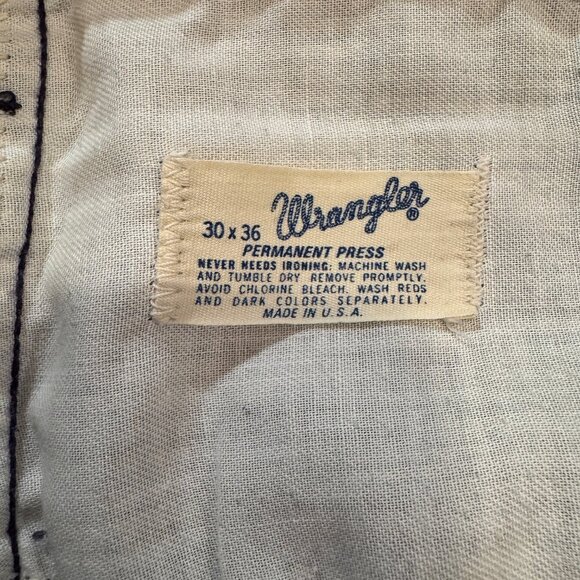 70s Vintage Wrangler Houndstooth Navy Unisex Size 30x36 Pants - Picture 8 of 8